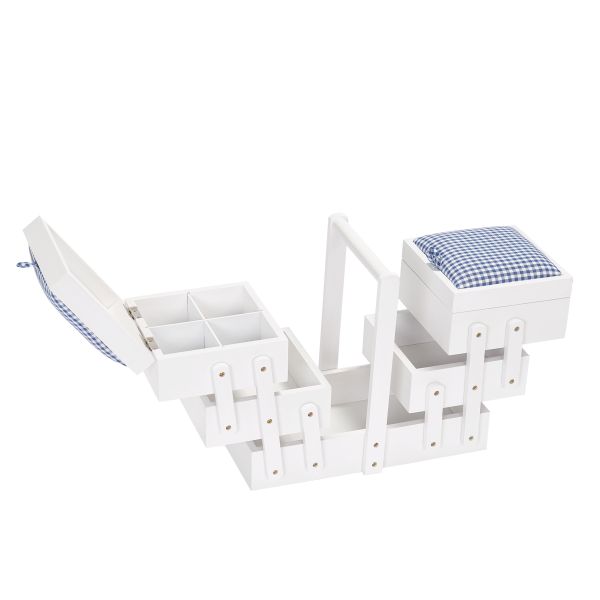 Nähkasten weißes Holz mit Stoff Gr. M von Prym - Nostalgie Nähkästchen