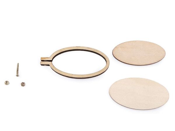 Mini Holzrahmen - Stickrahmen Optik oval für Ketten und Anhänger 32x67mm