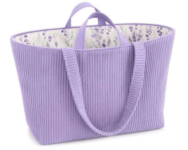 Taschen-Stoffpaket flieder – Breitcord, Blumen Baumwollstoff & Gurtband