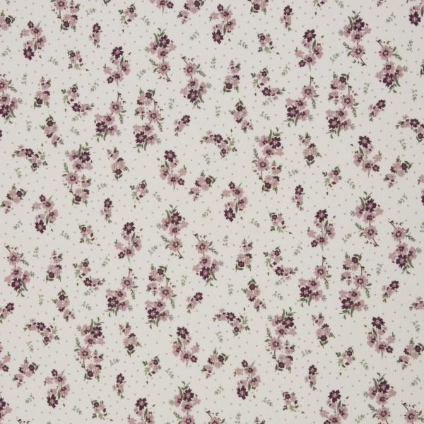 Rippjersey Blüten Blumen Punkten altrosa beere mauve – Serie Mia von Swafing