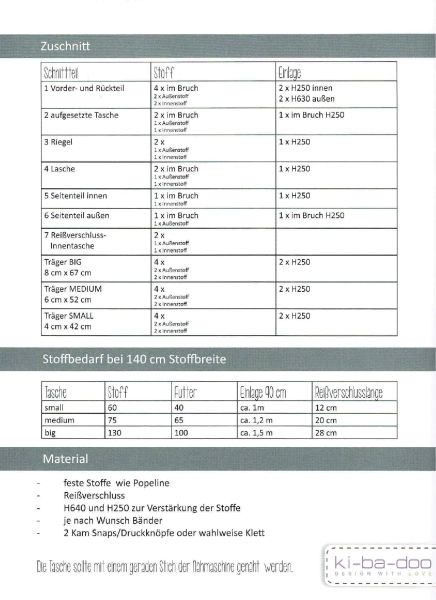 Schnittmuster Beach Bag Tasche in 3 Größen von KiBaDoo