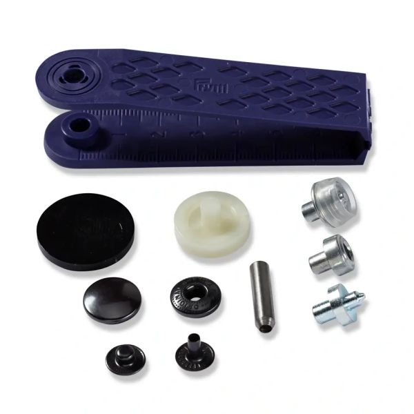 10 Anorak Druckknöpfe PRYM – 15mm schwarz mit Werkzeug