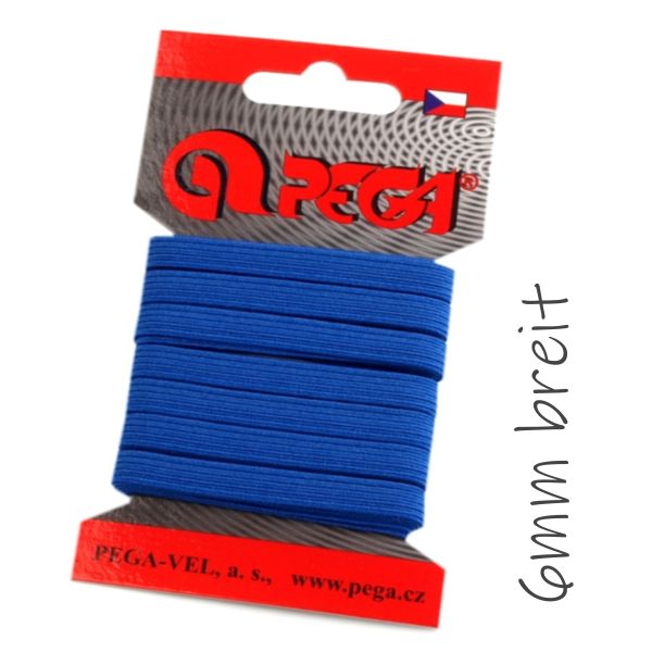 5m schmales Gummiband blau - 6mm breit