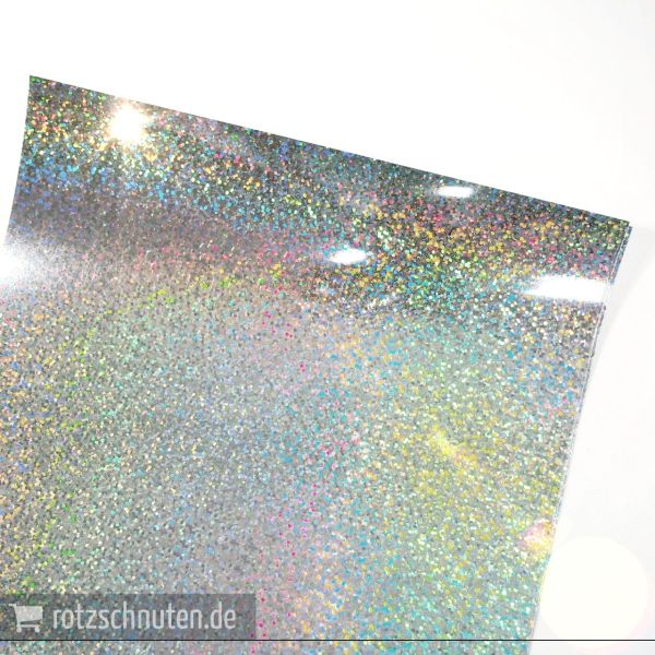 Flexfolie für Textildruck Holo Glitzer silber A4 - Plotterfolie Plottermarie Funkelfolie 105µ