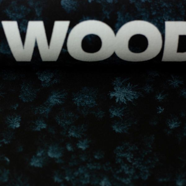 French Terry Wald Bäume Schriftzug petrol schwarz - Sweat Woodland by Thorsten Berger