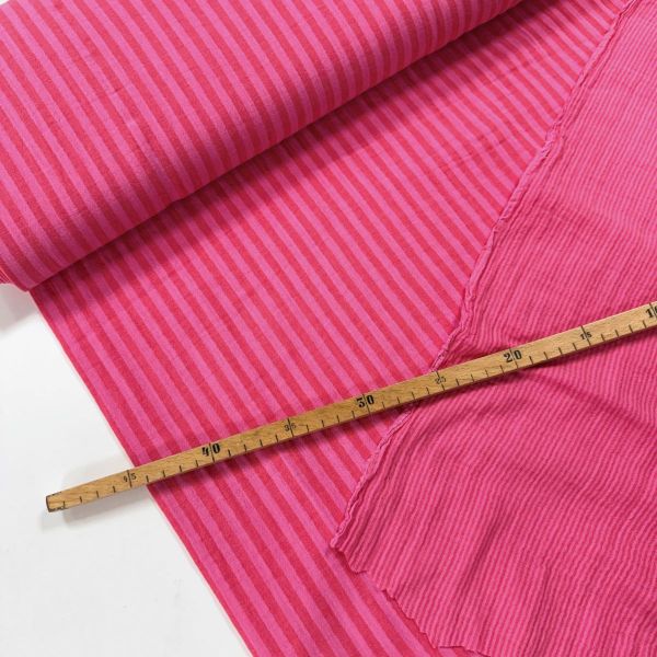 Doubleface Musselin Pfingsrosen Pink gestreift