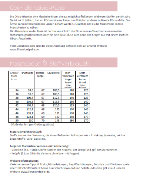 Schnittmuster leichte Bluse Olivia Damen Lillesol woman No.51 - Gr. 34-50
