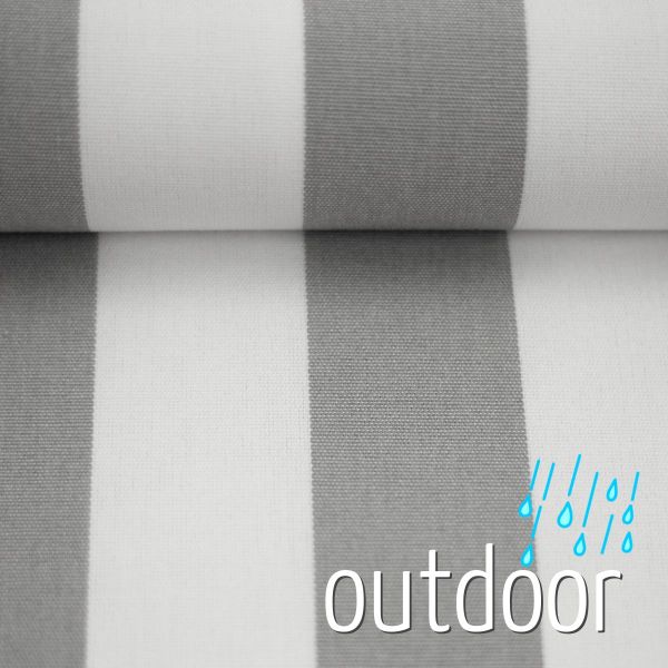 Outdoorstoff Streifen grau creme mit Teflonausrüstung - wasserabweisender Canvas Rügen