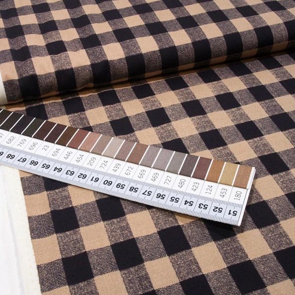 Baumwolle Vichy Karo Muster dunkelbraun beige - Winter Playground