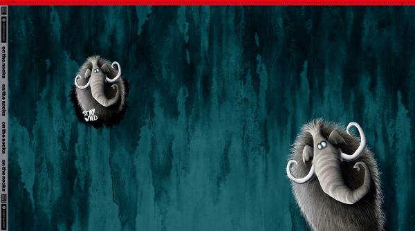 Wintersweat Panel On the Rocks Mammut petrol 85 x 150 cm – Thorsten Berger für Swafing