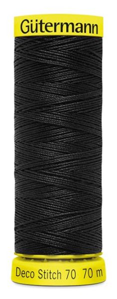 Deco Stitch 70 schwarz - 70m kräftiges Nähgarn Fb. 0000 von Gütermann für Zierstiche und Steppnähte