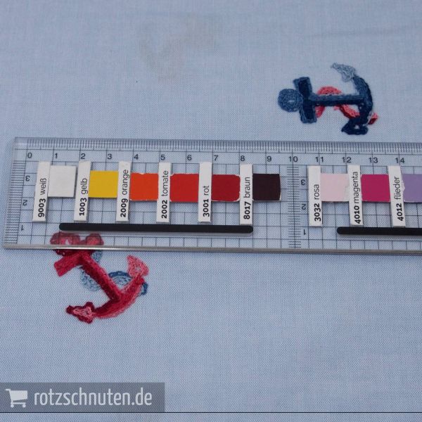 Chambree mit Stickerei Anker maritim - Baumwolle hellblau rot Embroidery