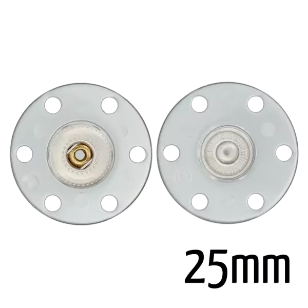 Druckknopf transparent 25 mm zum Annähen Polyamid Metall