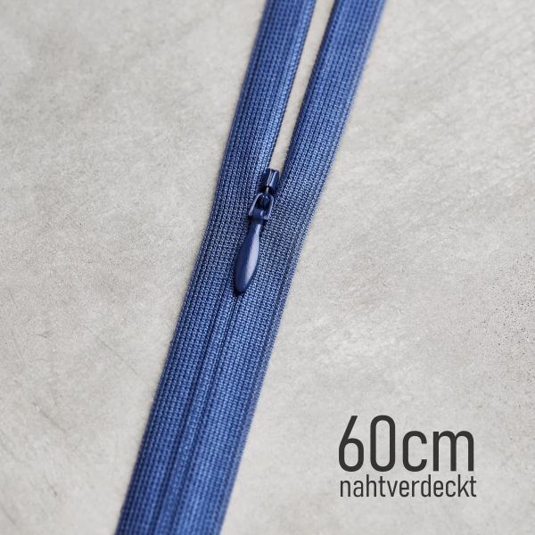 Nahtverdeckter YKK Reißverschluss 60cm blauviolett – meetMILK Lapis