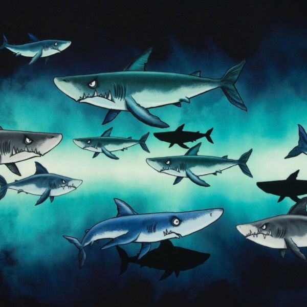 Veloursamt DIY Panel für 2 Haifisch Kissen - Salty Pillow Shark Tank Swafing - 115cm