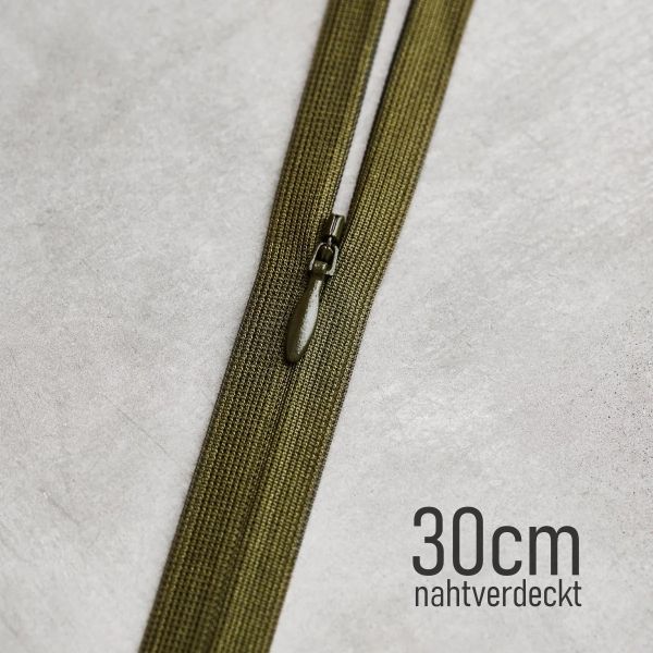 Verdeckter Reißverschluss olivgrün 30cm – meetMILK Khaki YKK