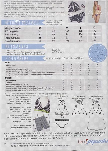 Schnittmuster BIKINI TANKINI - Bademode in vielen Varianten Gr. XS-XXL