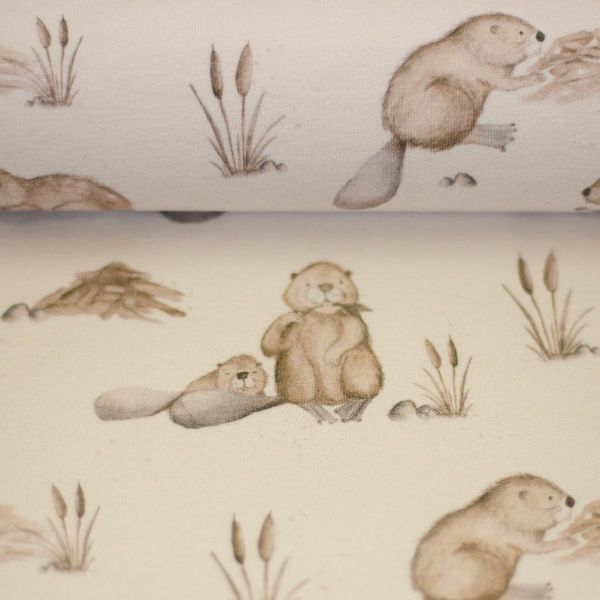 Sweat Biber Otter beige creme - Pond Life French Terry by Christiane Zielinski
