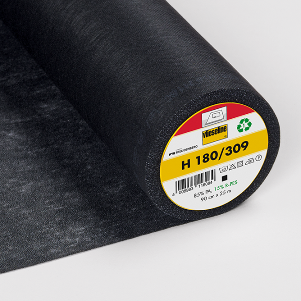 Bügeleinlage H180 schwarz – weich & leicht für Blusen, Kragen und Co.