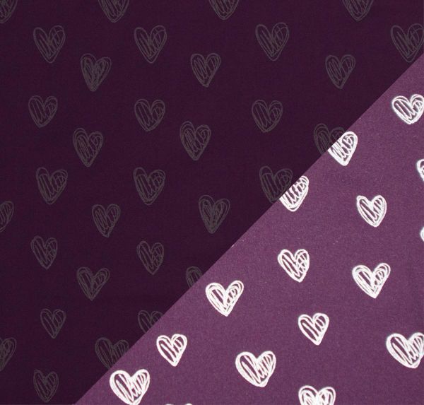 Softshell Herzen lila violett Reflektor Magic – reflektiert Licht im Dunkeln