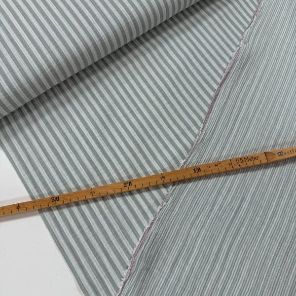 Doubleface Musselin Eukalyptus Grün gestreift