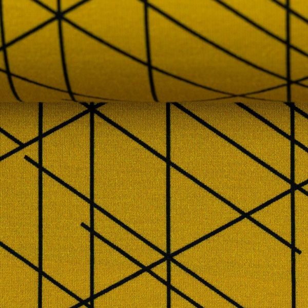 Sweat Streetstyle Kombistoff Lines senf schwarz von lycklig – French Terry