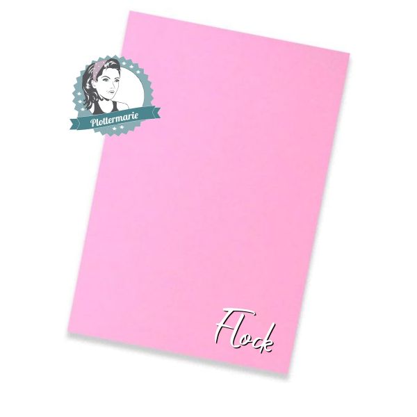 Flockfolie für Textildruck pastell pink A4 - Plotterfolie von Plottermarie Flock Velours 480µ