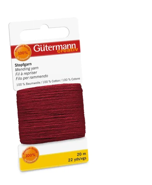 20m Gütermann Stopfgarn bordeaux – 100% Baumwolle für Reparaturen & Handarbeiten
