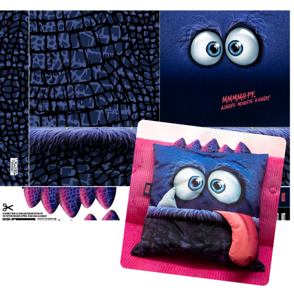 Monsta Pillow DIY Panel blau für ein Kissen • Design Thorsten Berger by Swafing