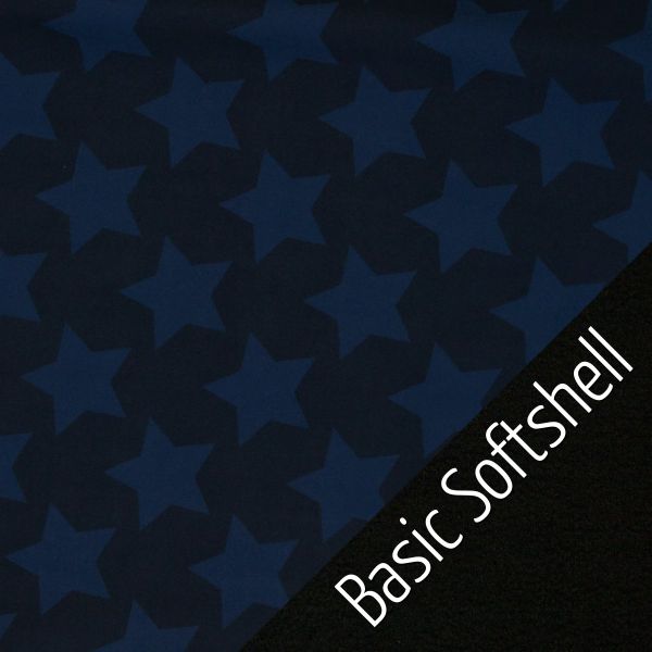 Basic Softshell Sterne navy blau – Outdoorstoff für Jacken Taschen & Co leicht elastisch