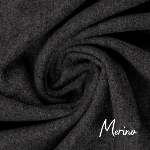 Merino aus 100% Schurwolle - Wollstoff dunkelgrau meliert von Swafing Wollwalk Walkloden