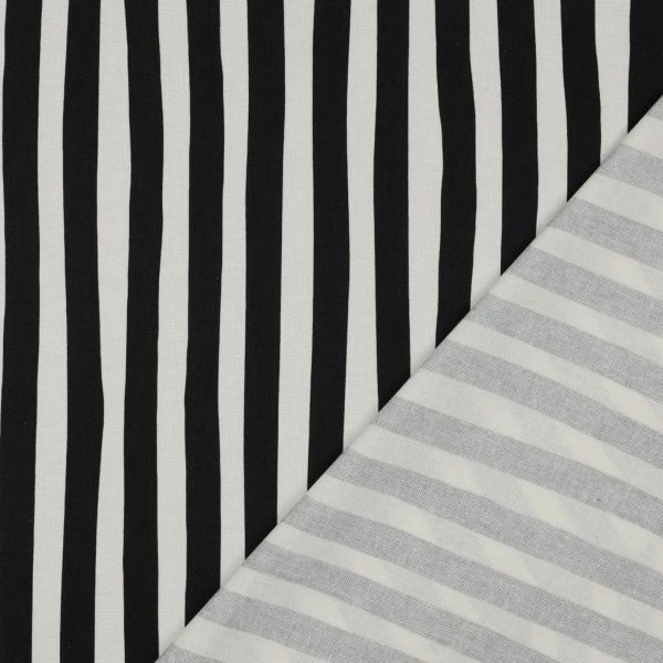 Dekostoff Baumwollcanvas abstrakte Streifen schwarz weiß • Canvas Webware 100% Baumwolle