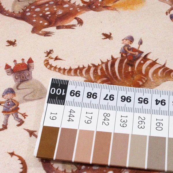 Jersey Ritter Drachen Eulen beige braun - Ludos Lieblinge von Swafing