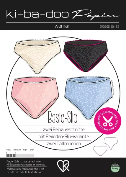 Schnittmuster Baisc Slip in 2 Taillenhöhen von KiBaDoo Gr. 32-58
