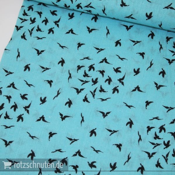 feiner Leinen Sommerstoff DELFI – Schwalben türkis