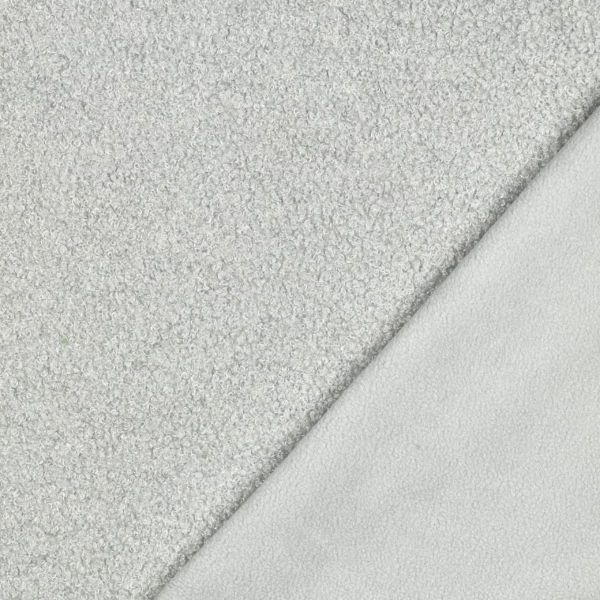 Teddy Bouclé Doubleface Fleece – Hellgrau – weicher Lammfellstoff für Jacken, Decken & Accessoires