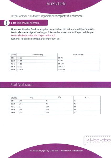 Schnittmuster SPORT Tights in 3 Längen von KiBaDoo