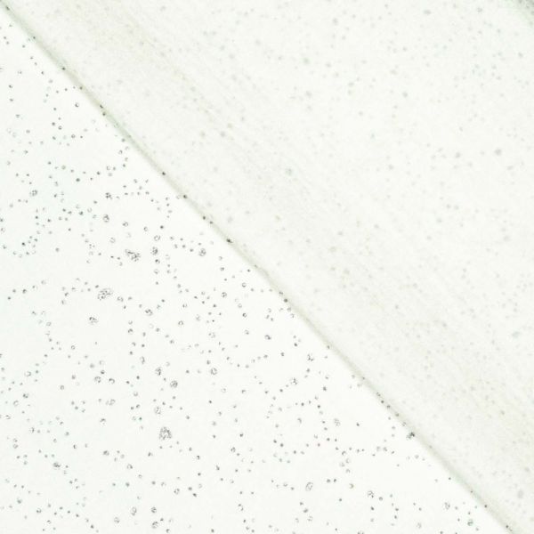 Glitzer Double Gauze weiß silber – weicher Baumwoll Musselin mit edlem Schimmer