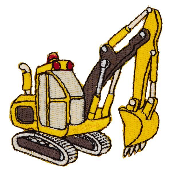 Bügelbild Bagger Baustelle gelb - Applikation zum Aufbügeln
