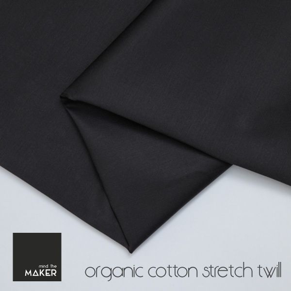 Organic Cotton Stretch Twill uni schwarz – Mind the Maker Köper black