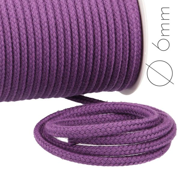 Baumwoll Kordel Ø6mm violett 54 – lila Kordelband für Hoodie, Rucksack & Co.