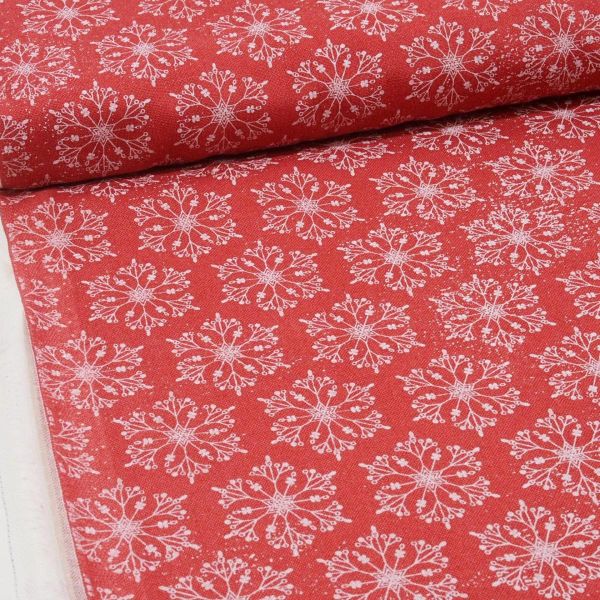 Baumwolle Schneeflocken rot Retro Vintage - Yuletide Tim Holtz Snowflakes red