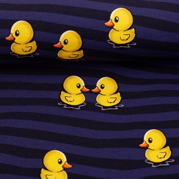 French Terry What the Duck Entchen Wellen gelb blau - Salty Soul by Thorsten Berger