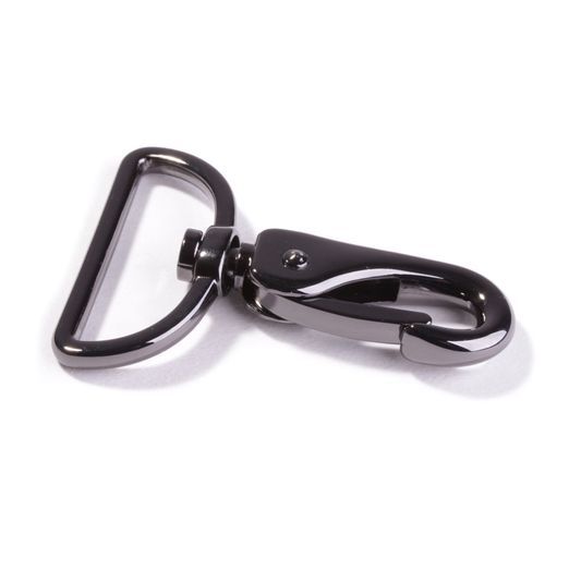 Metall Karabiner 40mm gun metal schwarz – für Taschen & Gurtbänder 4cm – drehbares Gelenk