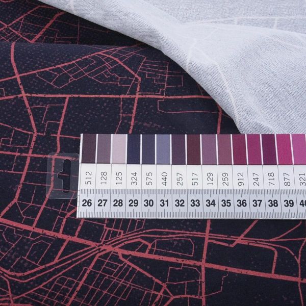 Sweat Urban Network Stadtplan violett beere von Thorsten Berger – 70cm Panel French Terry