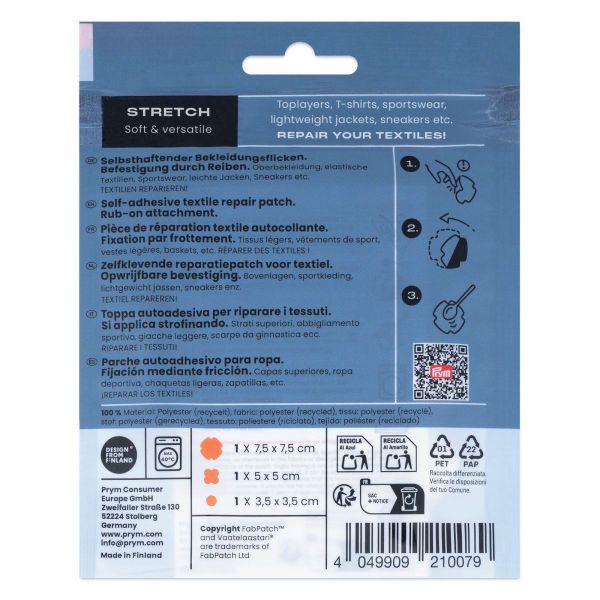 Prym x FabPatch Stretch Reparaturflicken orange 3 Stück