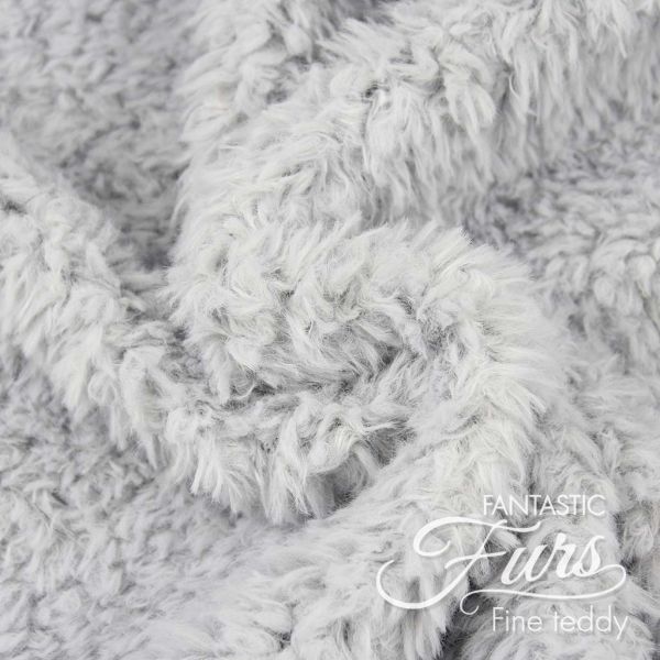 Kullaloo Teddystoff Fantastic Furs hellgrau - Fine Teddy 100x75cm Kunstfell