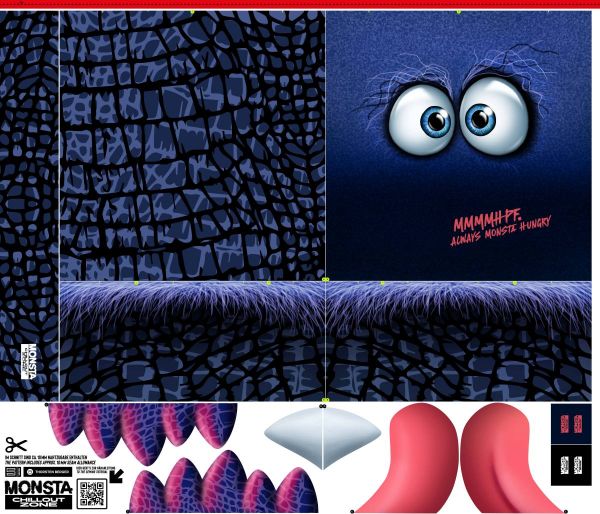 Monsta Pillow DIY Panel blau für ein Kissen • Design Thorsten Berger by Swafing