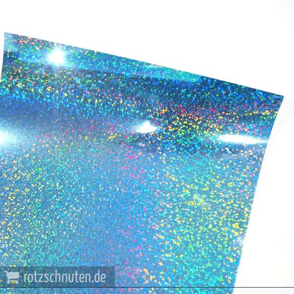 Flexfolie für Textildruck Holo Glitzer hellblau A4 - Plotterfolie Plottermarie Funkelfolie 105µ