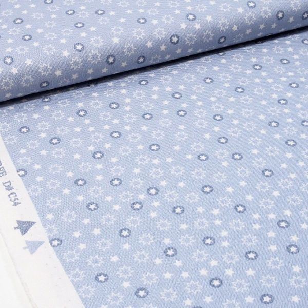 Baumwolle kleine Sterne Schneeflocken grau - Christmas Tree Snowflake